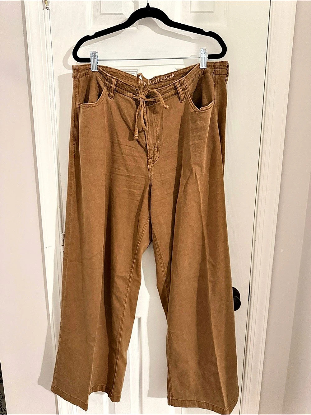 American Eagle Women's Straight Leg Pants Brown Size 14